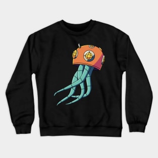 Jellyfish wears diving helmet Crewneck Sweatshirt